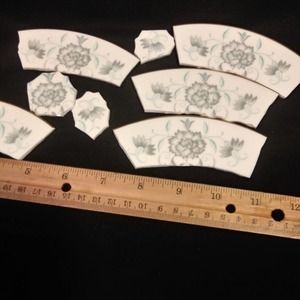 Broken China Mosaic Tiles, Mosaics, Hand Cut Tiles, Jewelry Tile Gray Turquoise
